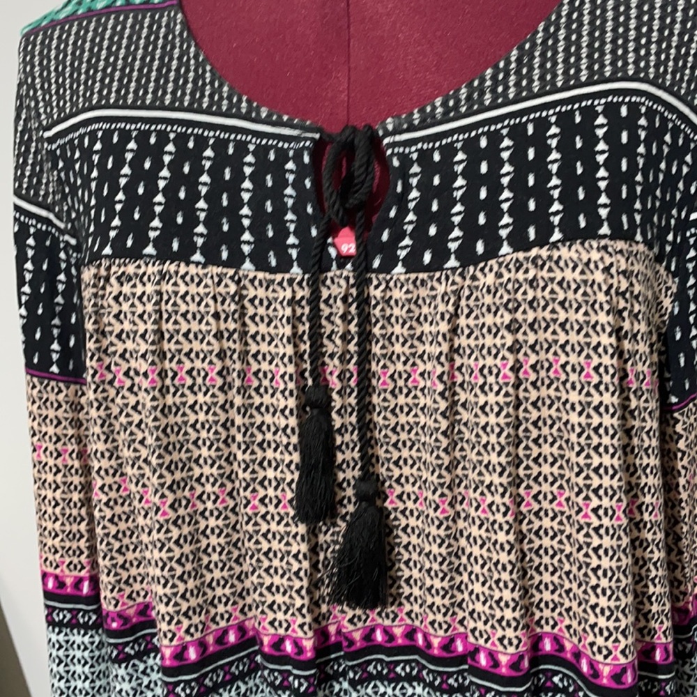 Style & Co. patterned blouse with tassel - Picture 2 of 7